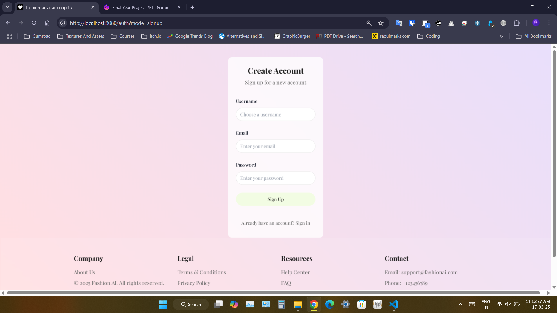 Style suggestions display